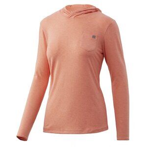 Huk Lightweight Soft Pullover Shirt with Hood Sz Large Coral/Peach color